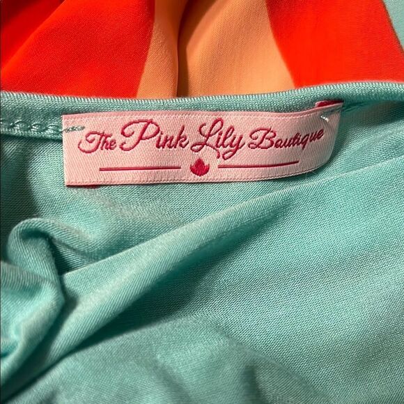 Chevron Patterned Sleeveless Dress - Turquoise and Orange - Picture 5 of 5